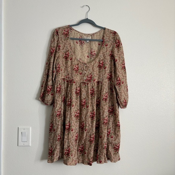 Ralph Lauren Denim & Supply Floral Red and Tan Gauze Dress. Size Large Spring. - Picture 5 of 13